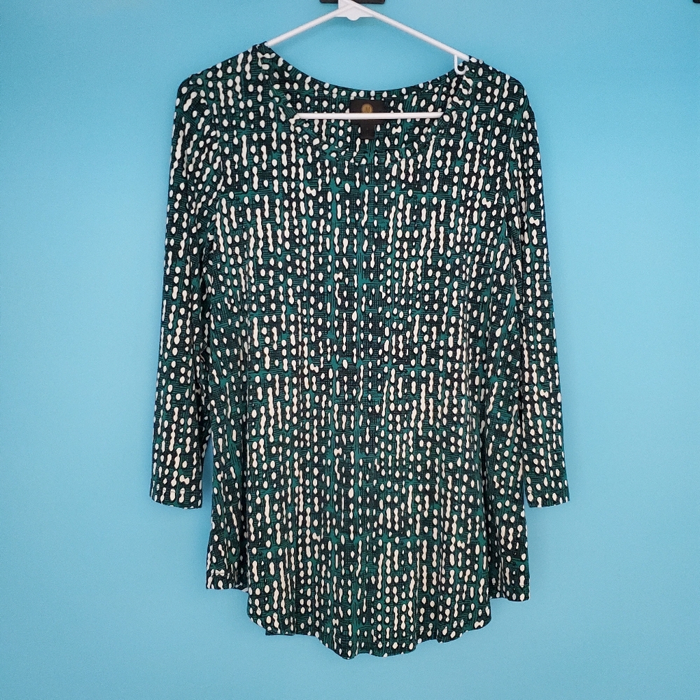 JM Collection Blouse Size Small 3/4 Sleeve Green
